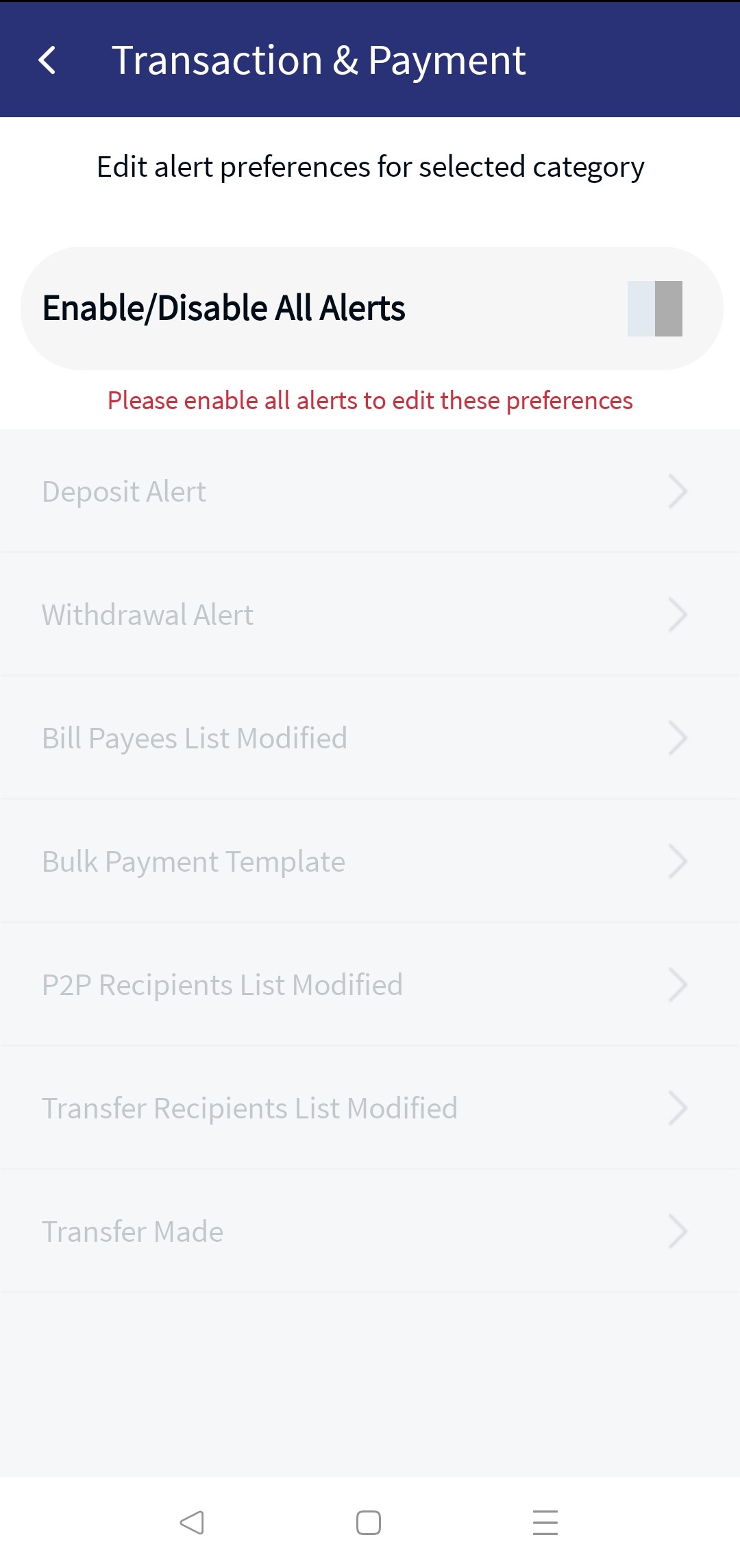 Transaction and Payment - Disabled