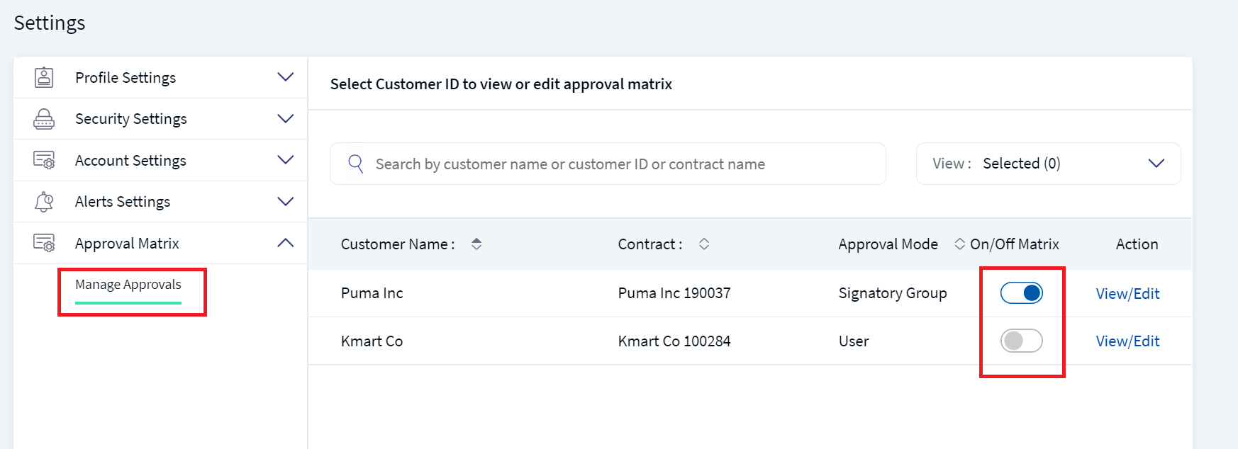 Approval Matrix Navigation