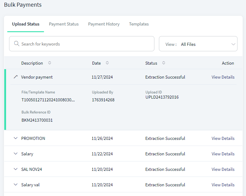 Upload Status