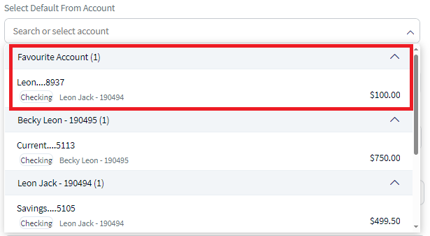 From Account Combo box field