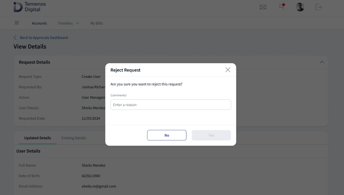 Reject Request with Comment