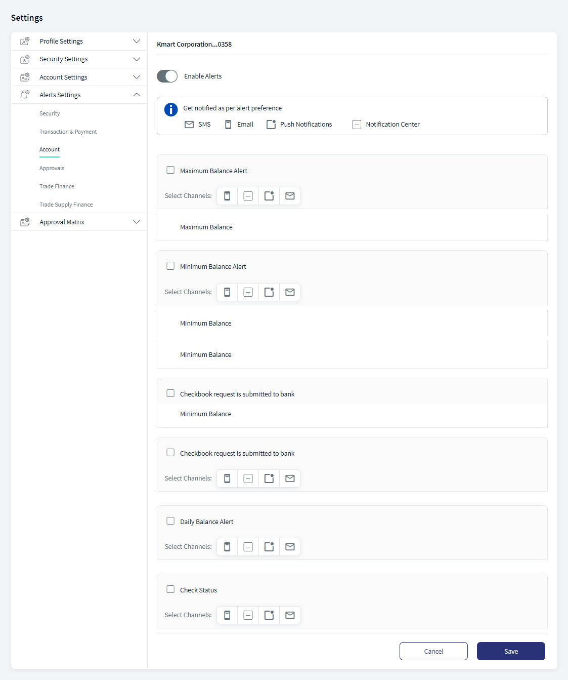 Edit Account Alert Overview