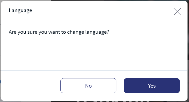 Change Language confirmation box