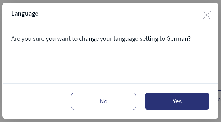 Change Language confirmation box
