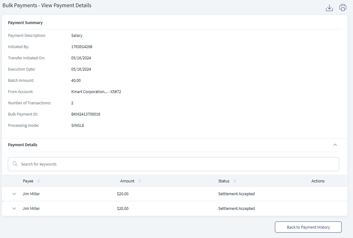 Bulk Payments - View Payment