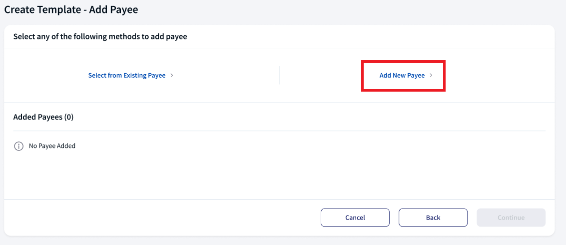 Add new payee flow