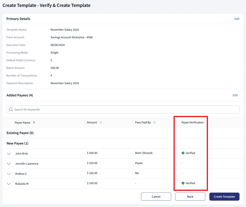 Add new payee flow