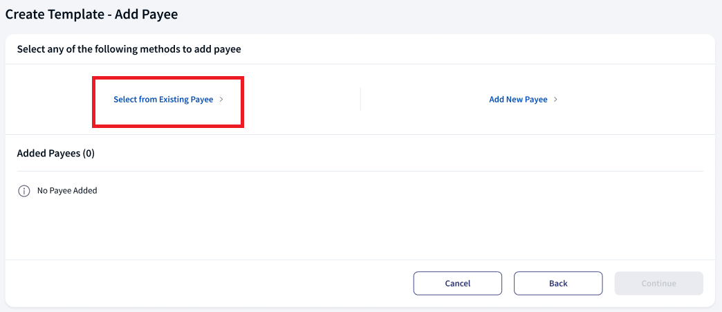 Add new payee flow