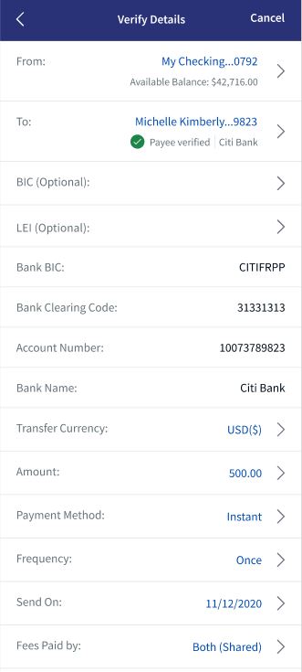 Domestic Transfer - Existing Payee - MB
