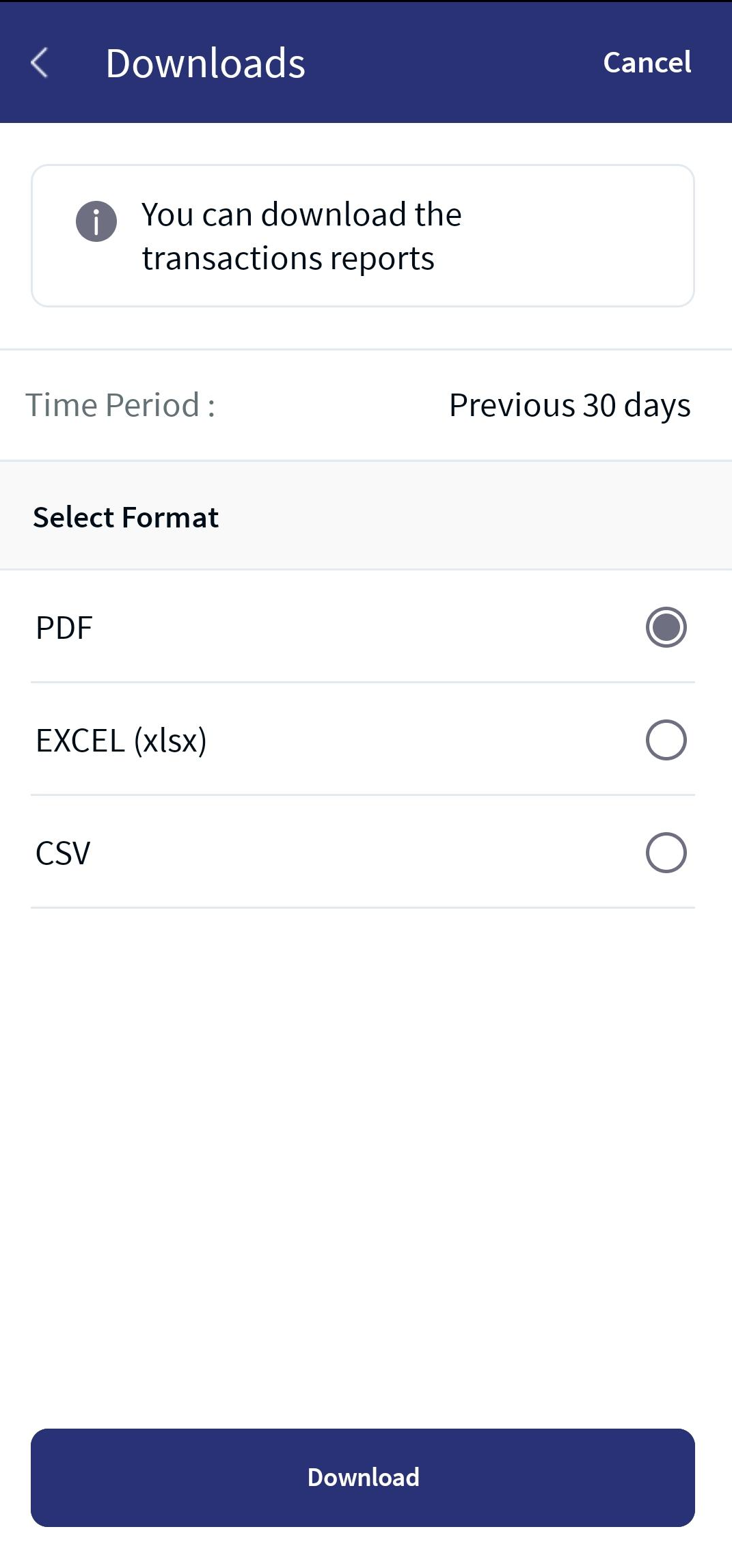 Transaction Download Options