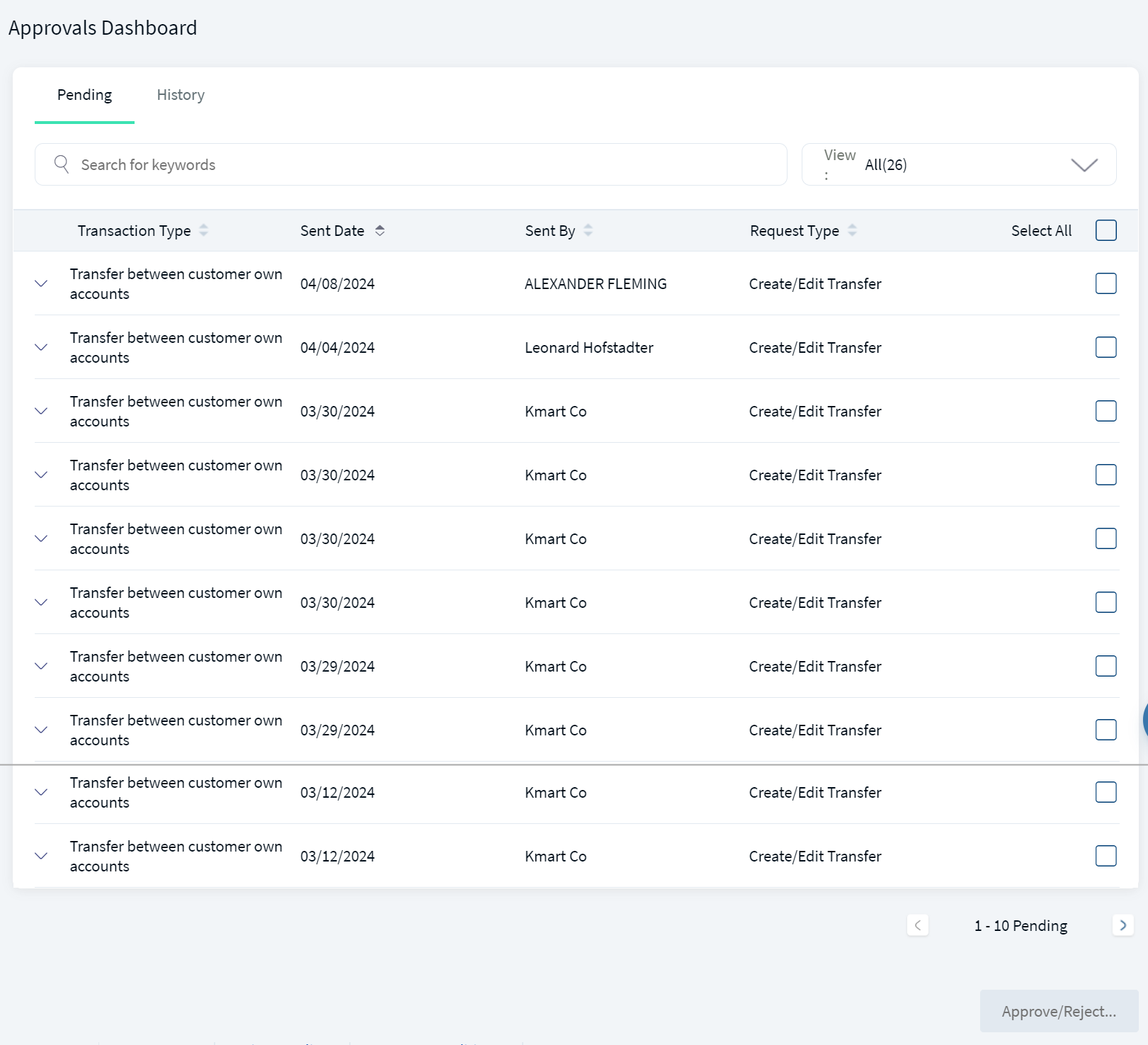 Approval Dashboard