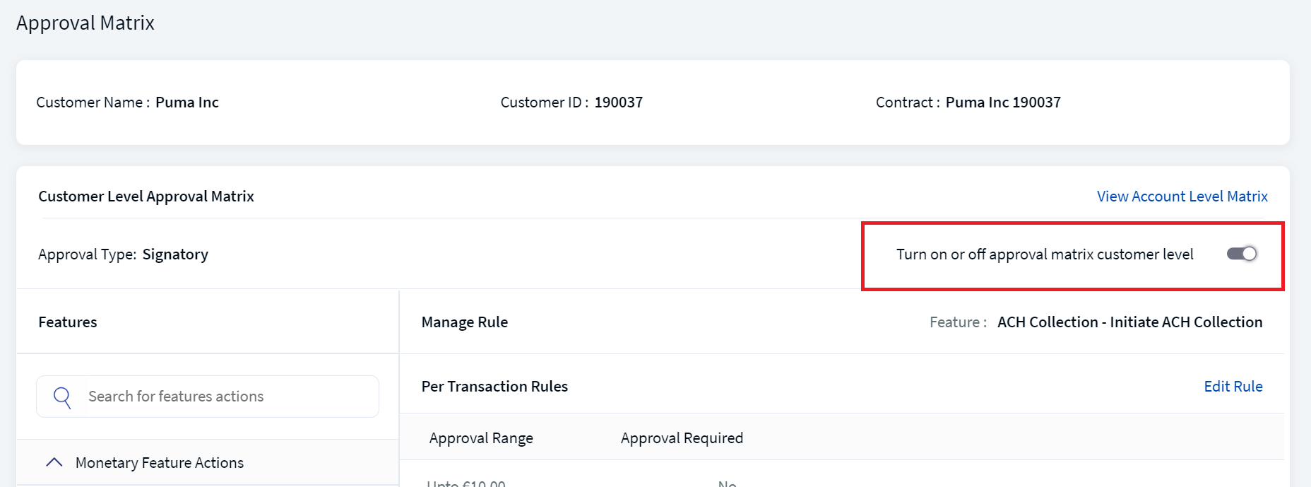 Approval Matrix Navigation