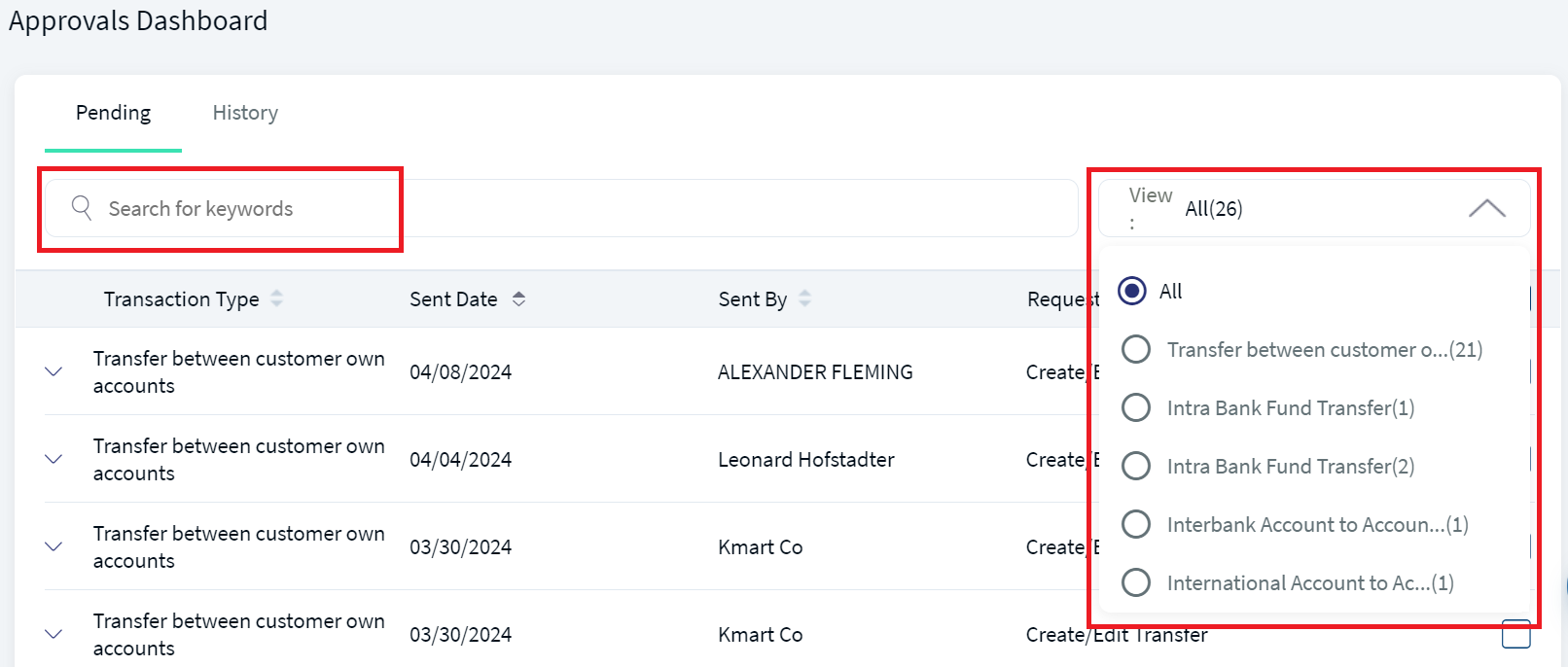 Search - Pending for Approvals Search - Pending for Approvals