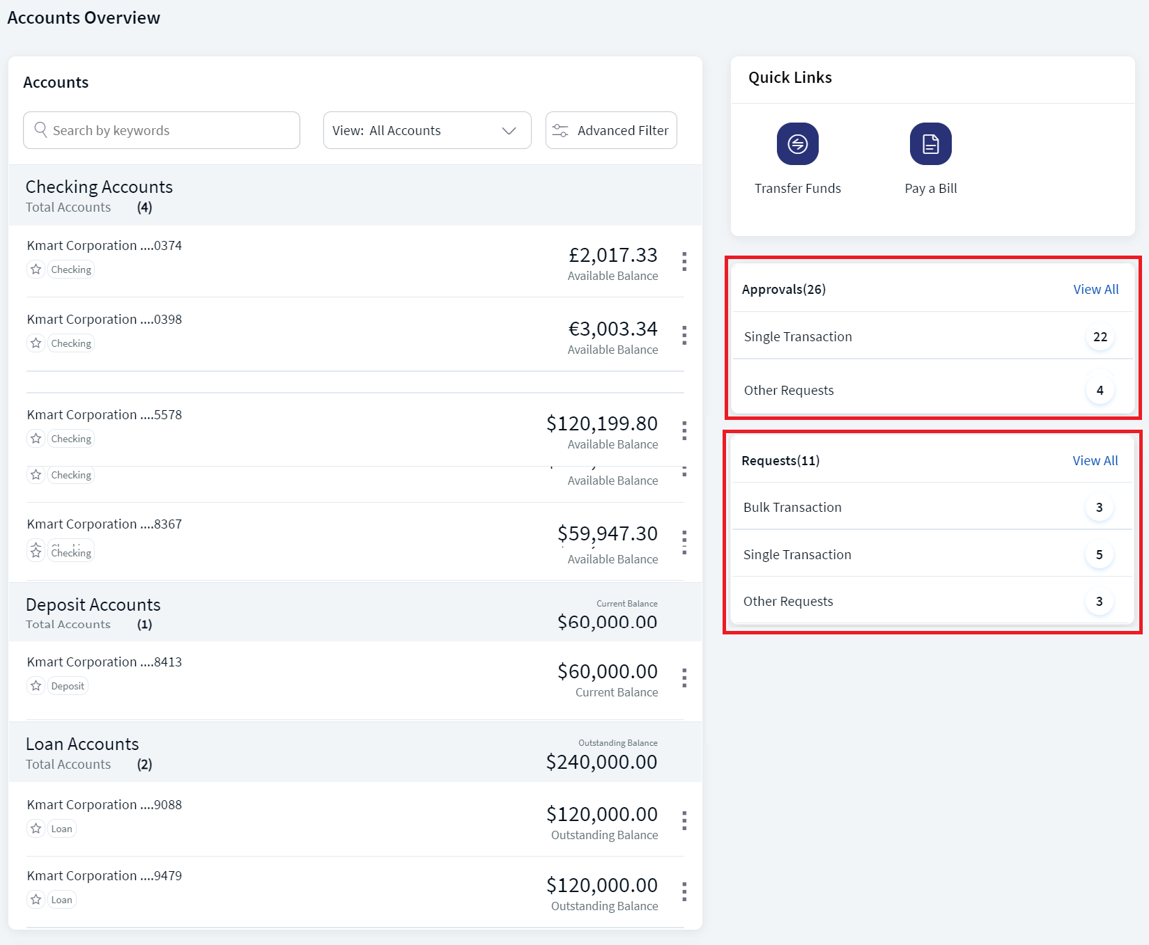 Approvals and Request Widget