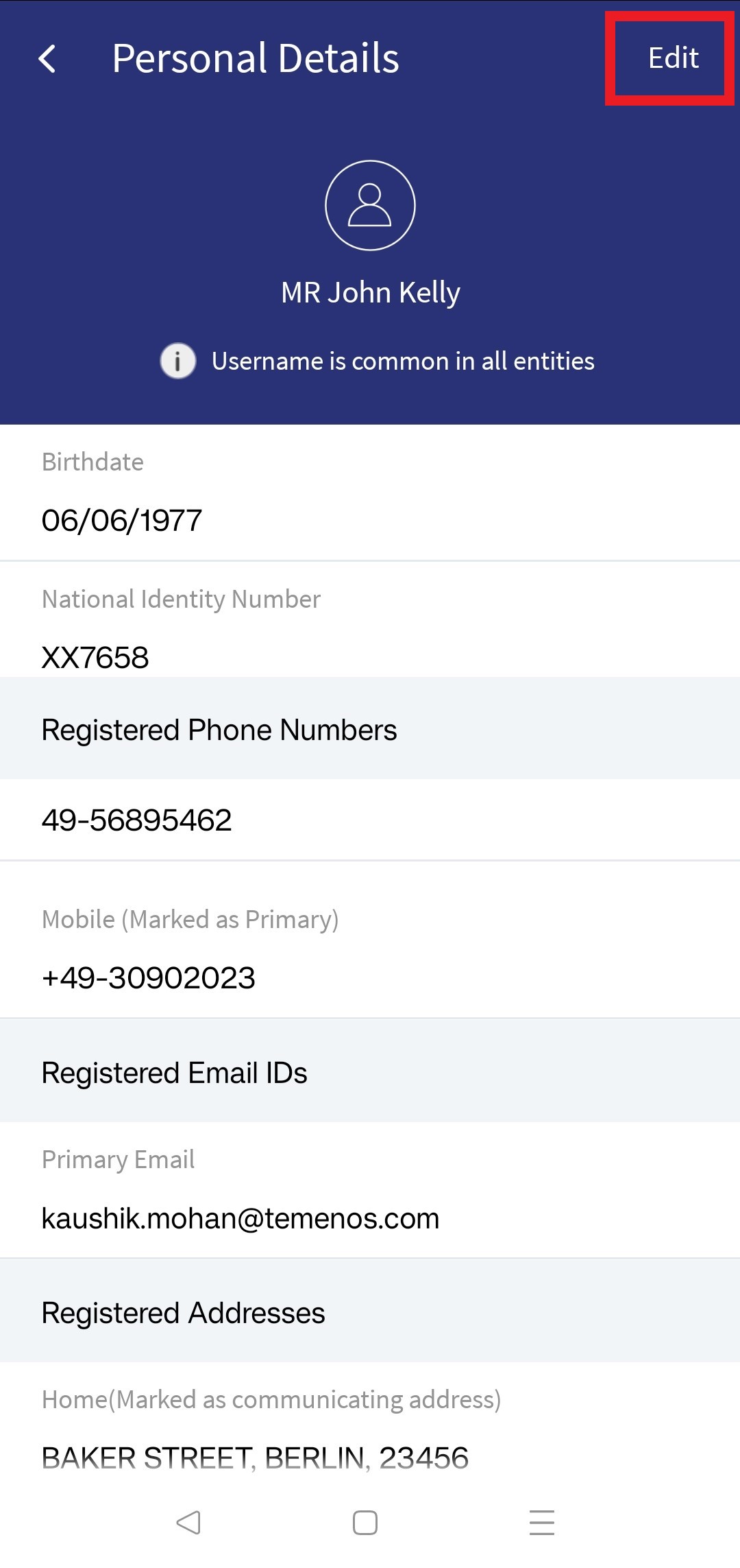 Edit Phone number