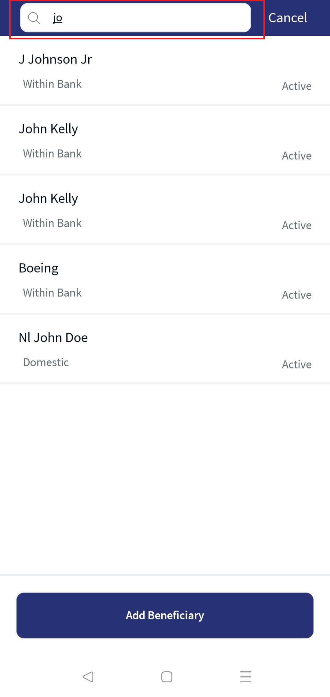 MB-Manage Beneficiaries - Single Customer
