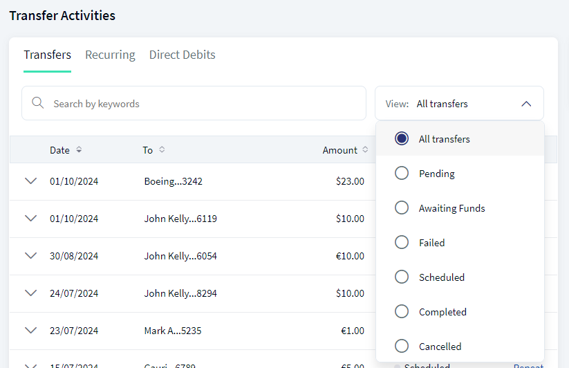 Transfer Activities - Multi Customer
