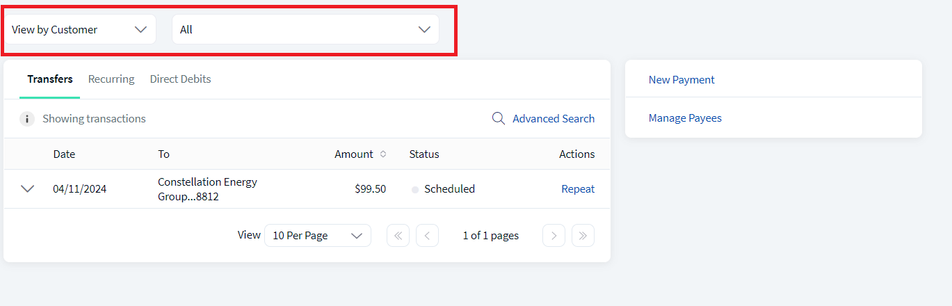 Transfer Activities - Multi Customer