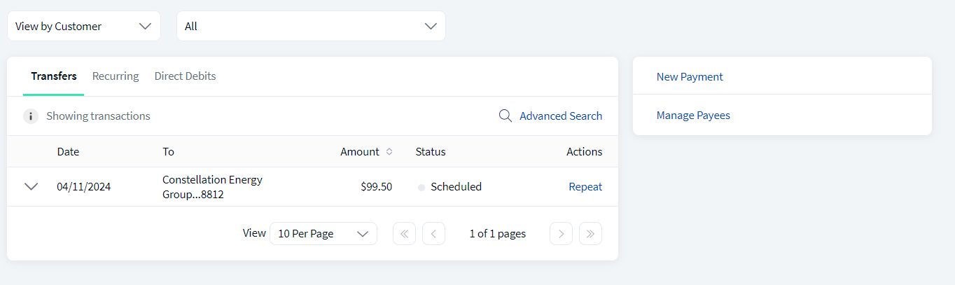 Transfer Activities - Multi Customer