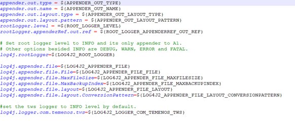 Log properties file content