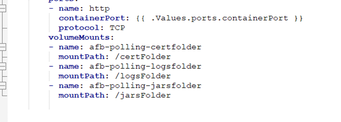 Configure the container instance of the mount location