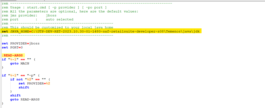 Configure the java home path