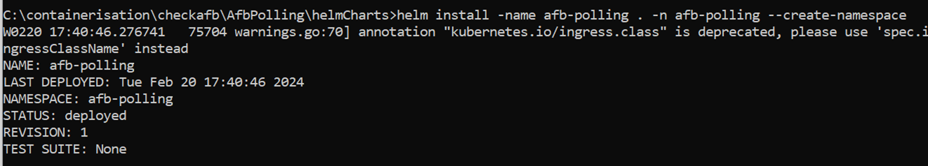 Helm install and start afb polling services