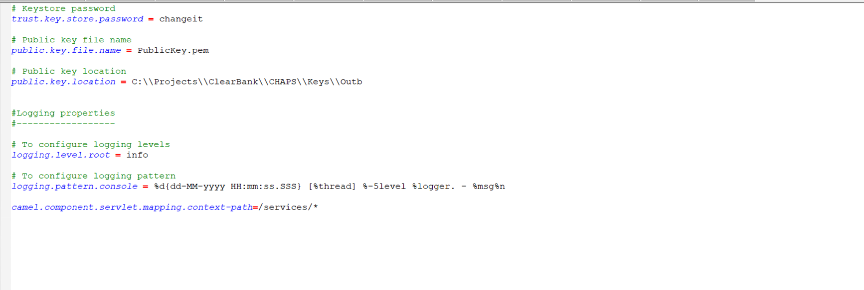 Application properties file configurations Application properties file configurations