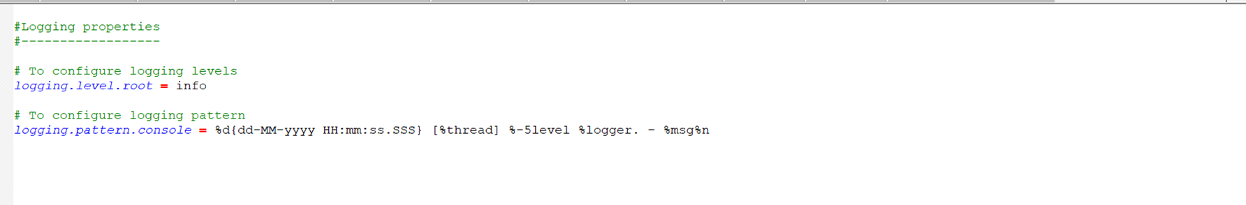 Application properties file configurations Application properties file configurations