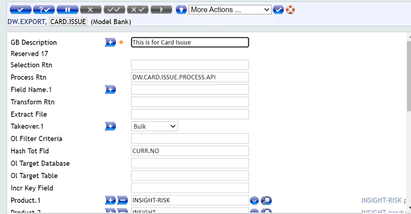 Configuration for DW.EXPORT DW.EXPORT