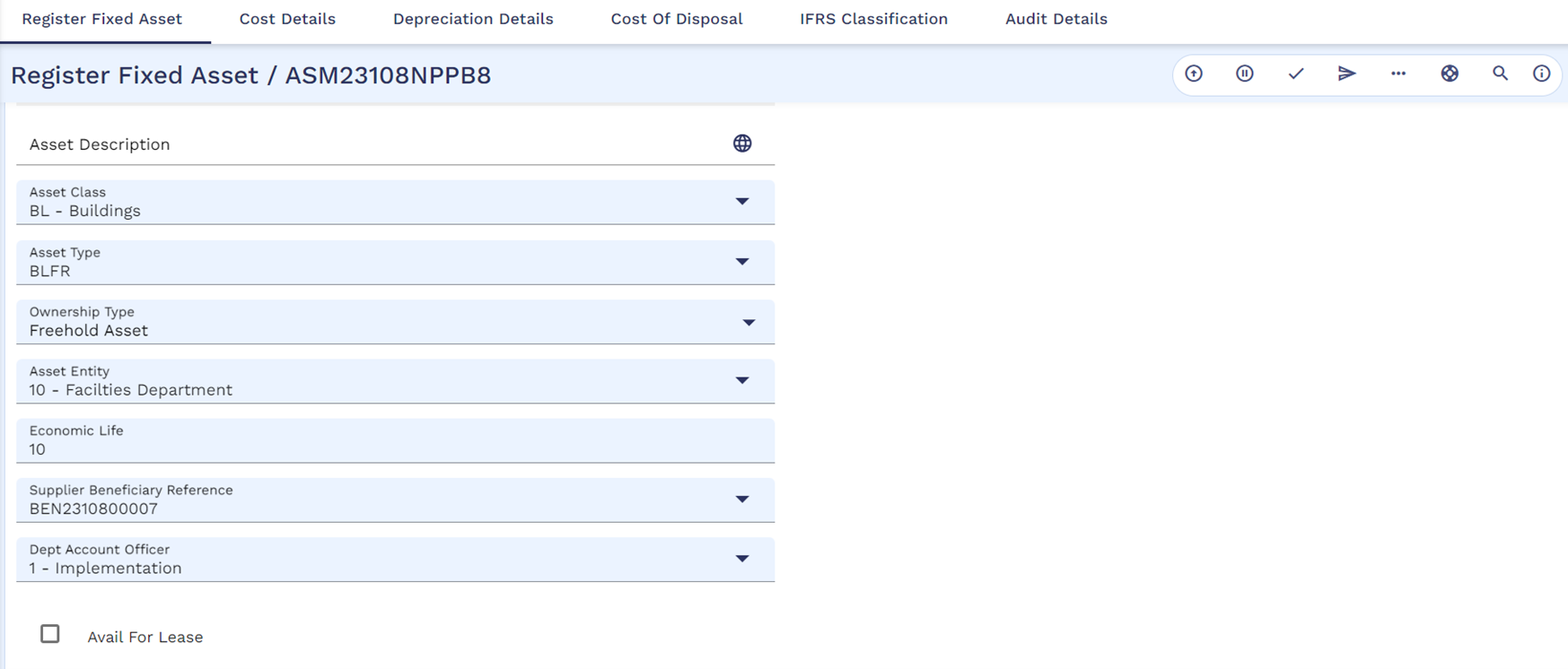 Register Fixed Asset